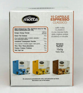 Motta Classico Capsules - 10/Bag - Compatible with Nespresso® Machines
