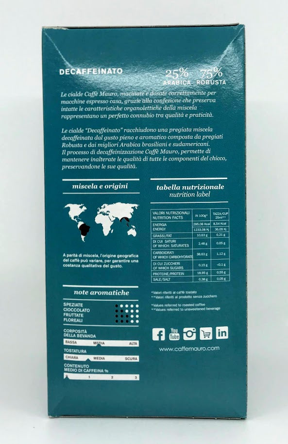 Mauro - Decaffeinato E.S.E. Pods - 18 ct