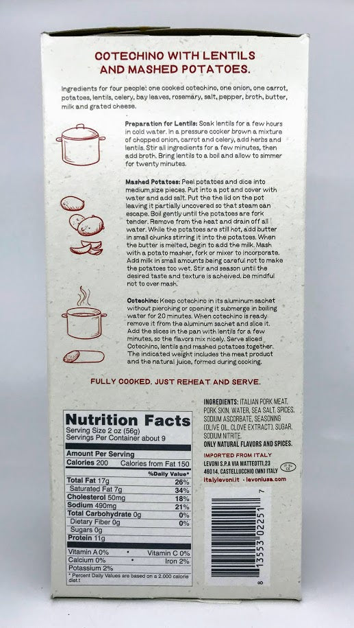 Levoni - Cooked Cotechino - 17.5 oz