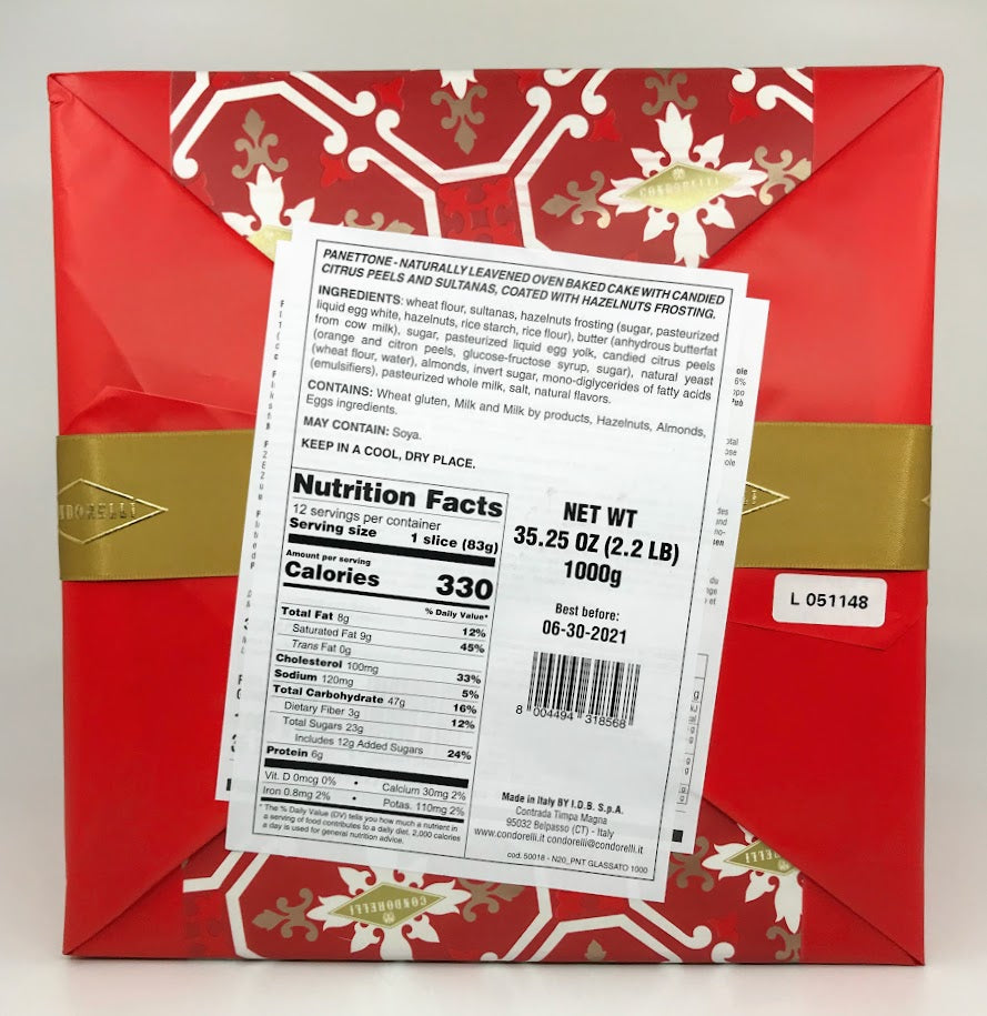 Condorelli - Panettone Wrapped - Ricoperto alle Nocciole - 1000g (2.2lb)