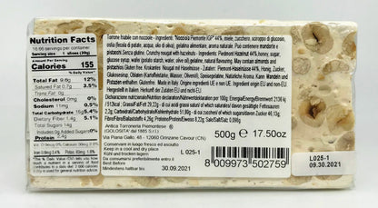 Antica Torroneria Piemontese  - Torrone Hazelnut Block - 500g (17.5 oz)