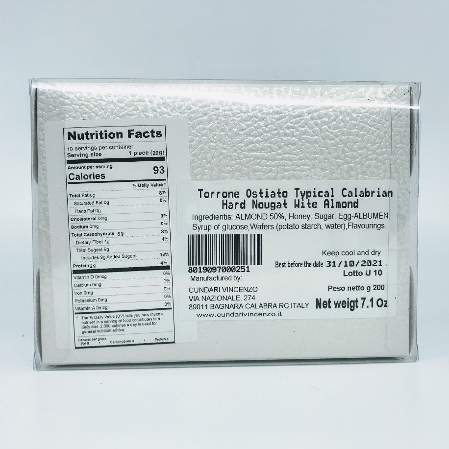 Cundari - Typical Calabrian Hard Nougat - 200g (7.1oz)