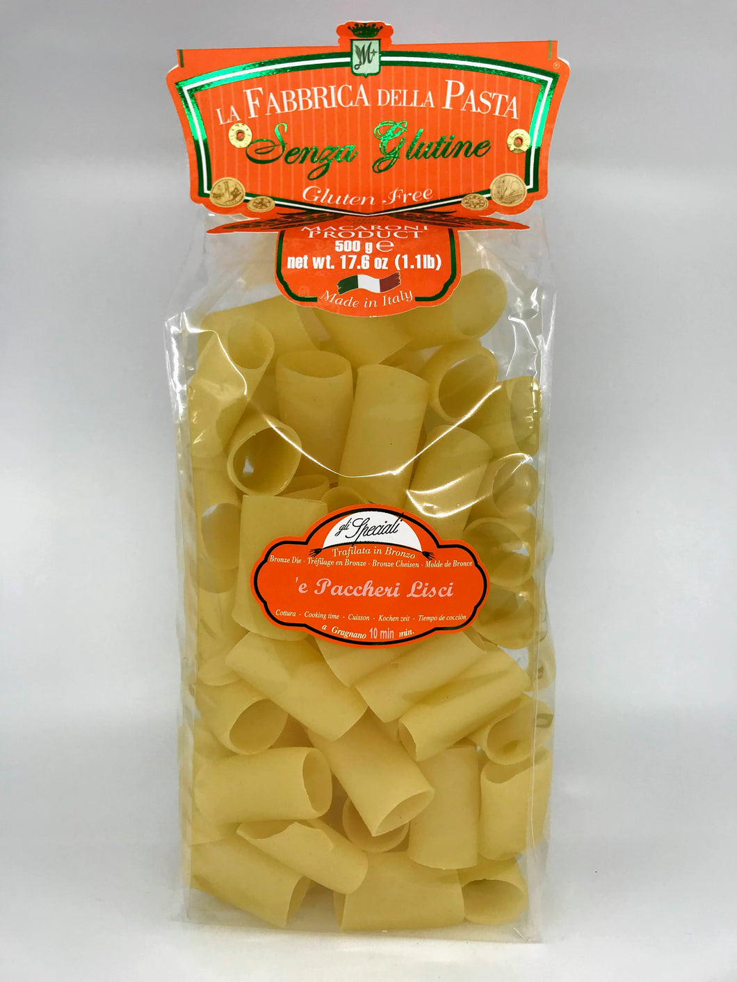 La Fabbrica Della Pasta Di Gragnano - Gluten Free - 'e Paccheri Lisci - 500g (17.6 oz)