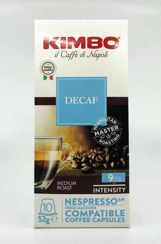 Kimbo Decaf (#9) - Espresso Capsules - 10 Capsules - Compatible with Nespresso® Machines