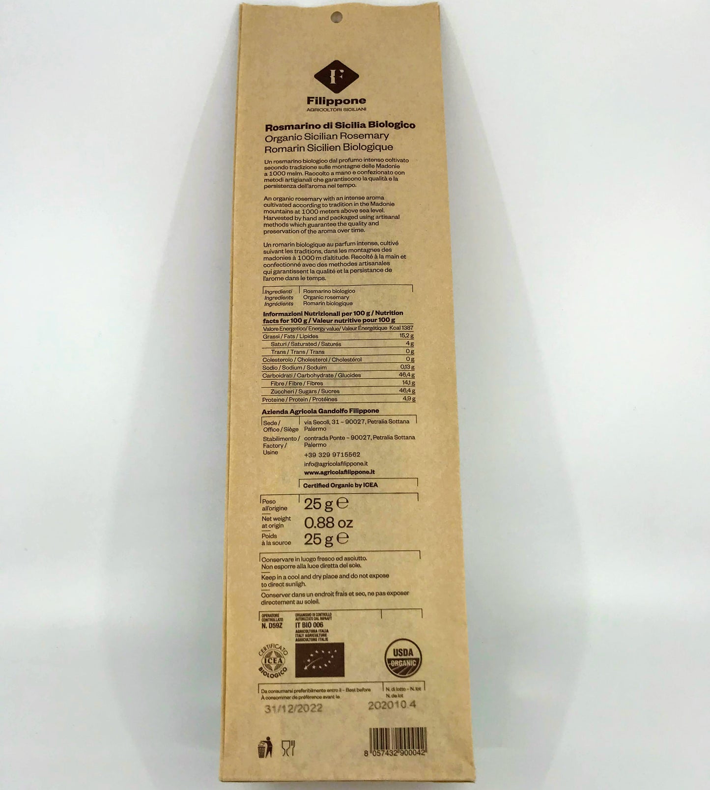 Filippone - Rosmarino di Sicilia - Organic - 25g (.88oz)