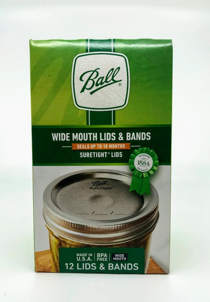 Ball - Wide Mouth Lids and Bands - 12 Lids and Bands