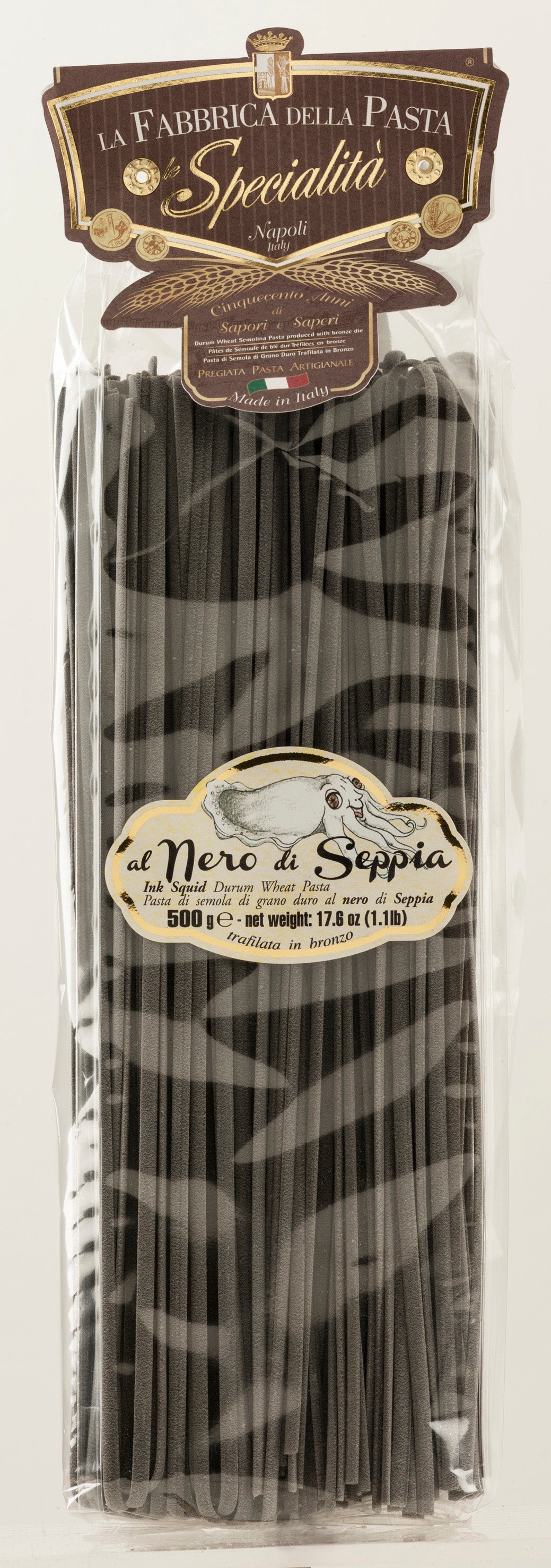 La Fabbrica Della Pasta Le Specialita - Linguine Al Nero Di Seppia - 500g (17.6 oz)