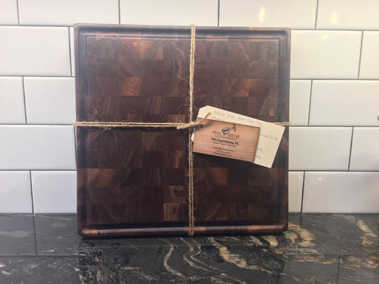 Handmade Walnut End Grain Butcher Block (12" x 12" x 1.5") by Phil Bene