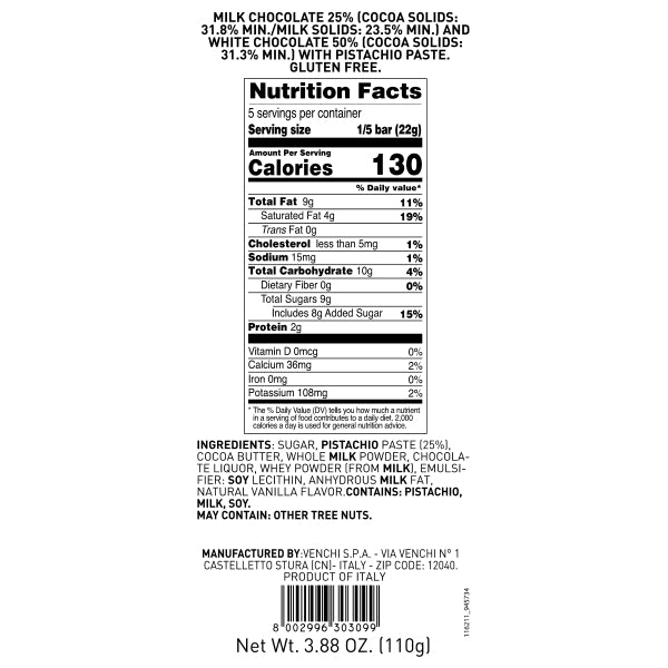 Venchi - Pistachio Cremino bar - 110g (3.88 oz)