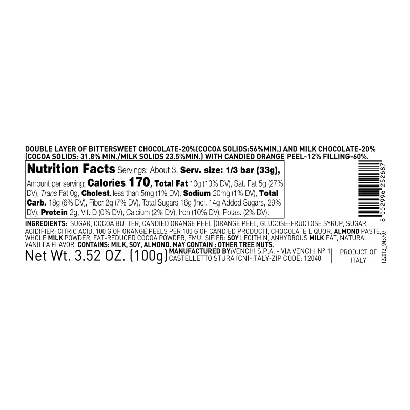 Venchi - Orange Chocolate Cigar - 100g (3.52 oz)