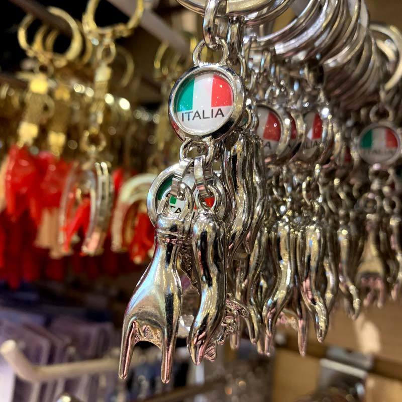Italian horn keychain with hand