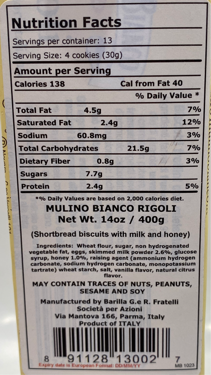 Mulino Bianco - Rigoli - Miele Millerfiori Italiano - 14.1 oz
