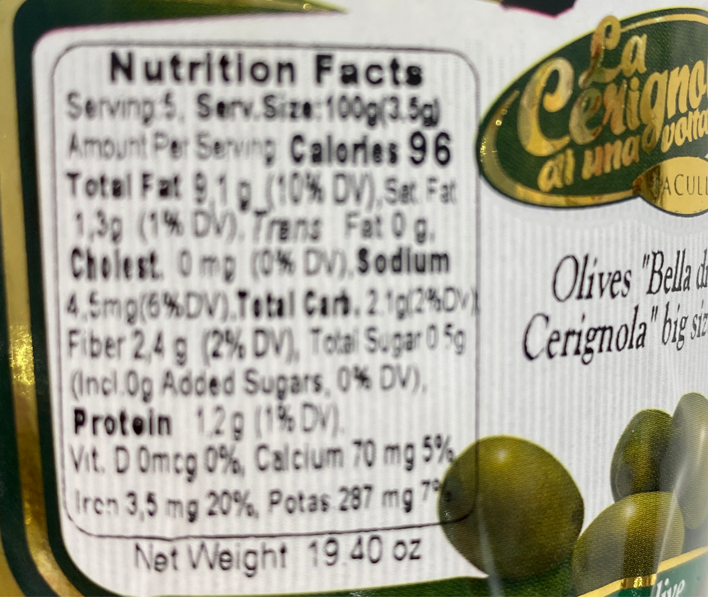 La Cerignola - Green Olive - 19.40 oz