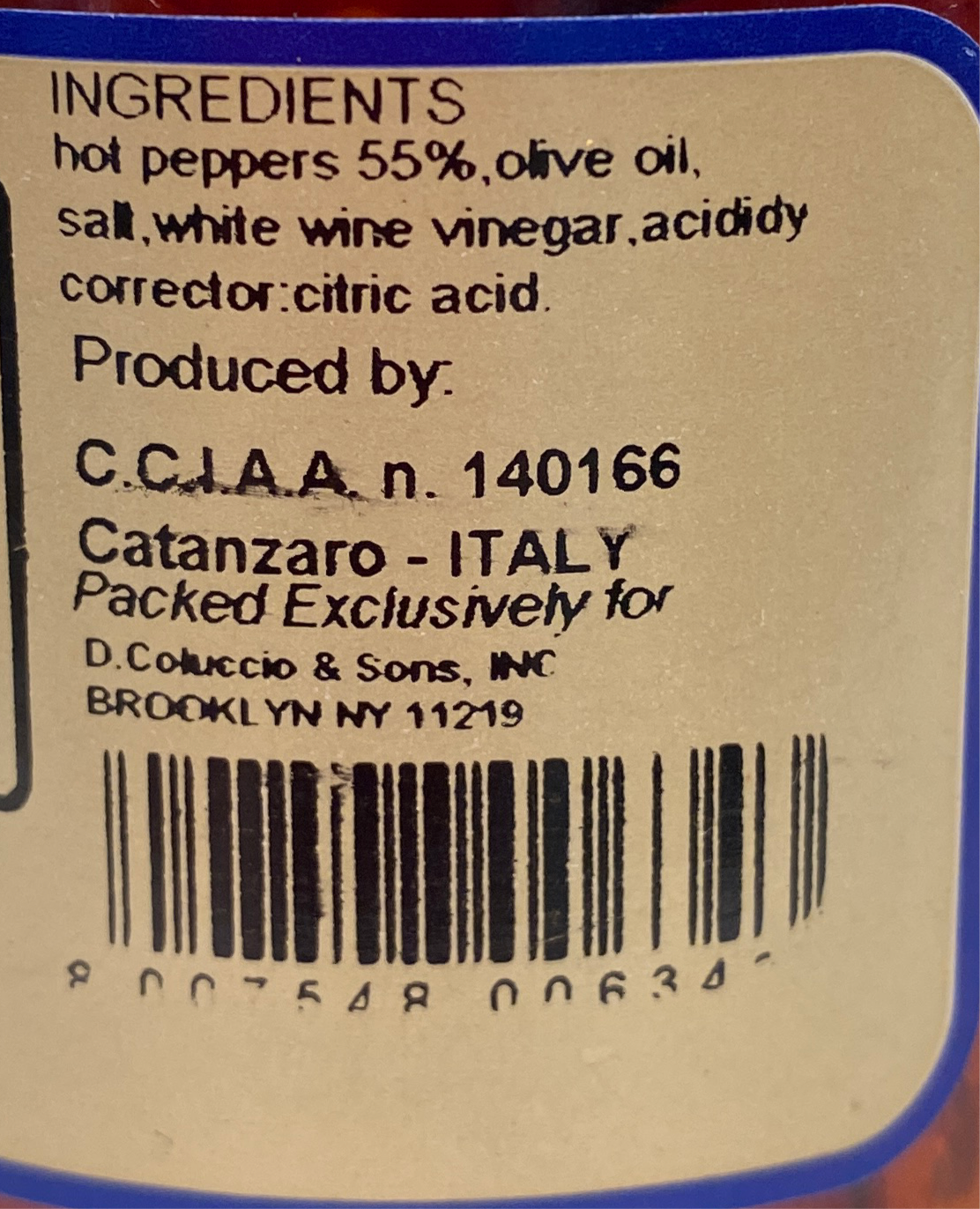 Coluccio - Hot Sliced Peppers In Olive Oil - 9.52 oz