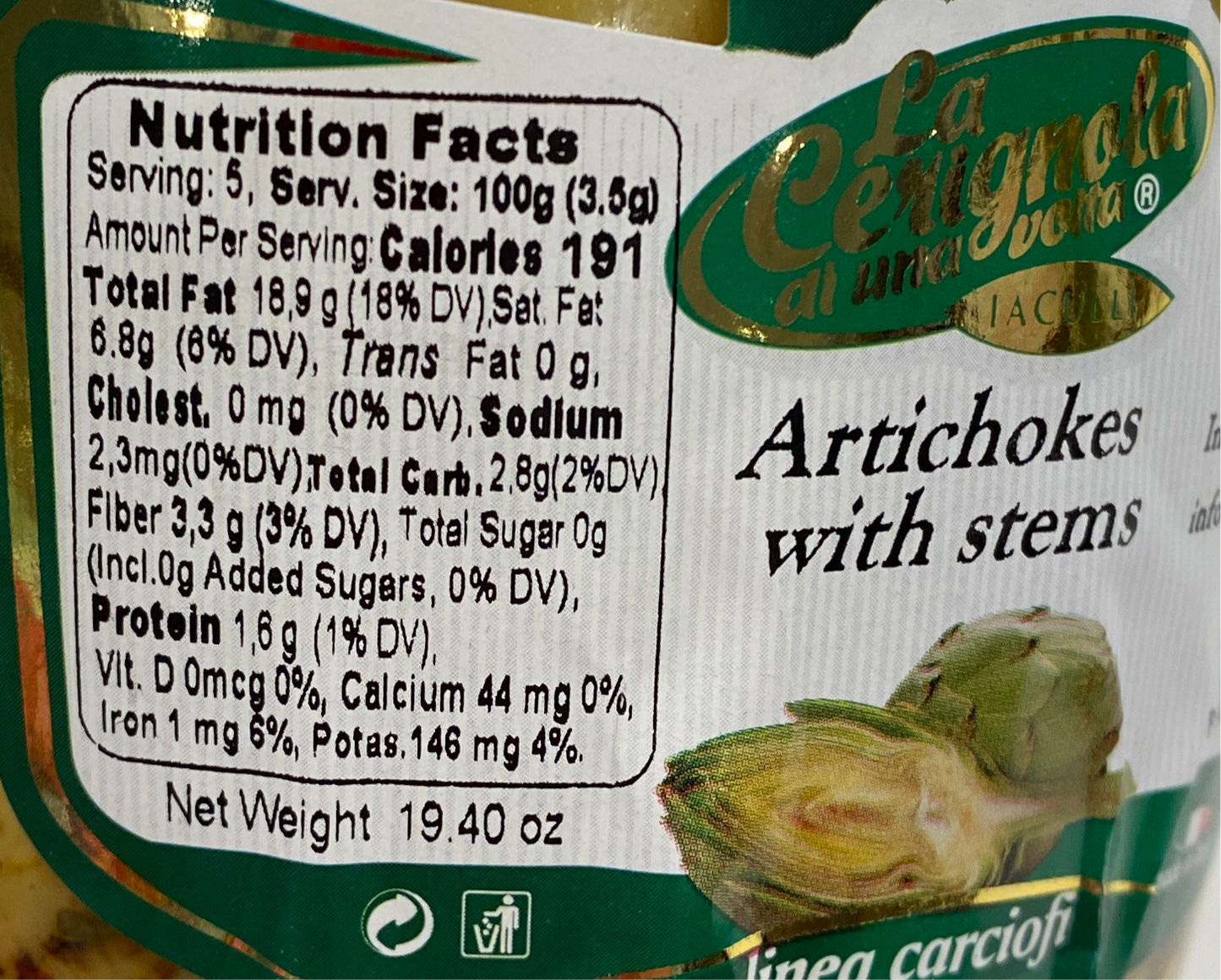 La Cerignola - Artichokes With Stems - 19.40 oz
