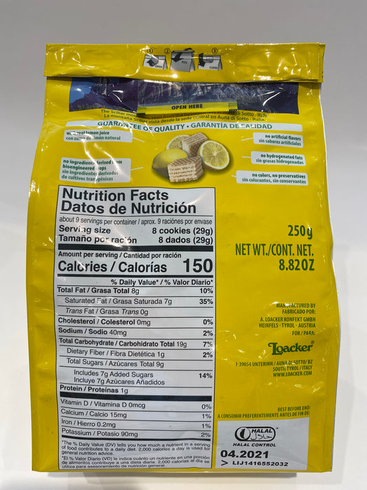 Loacker - Quadratini Lemon Wafers - 250g (8.82oz)