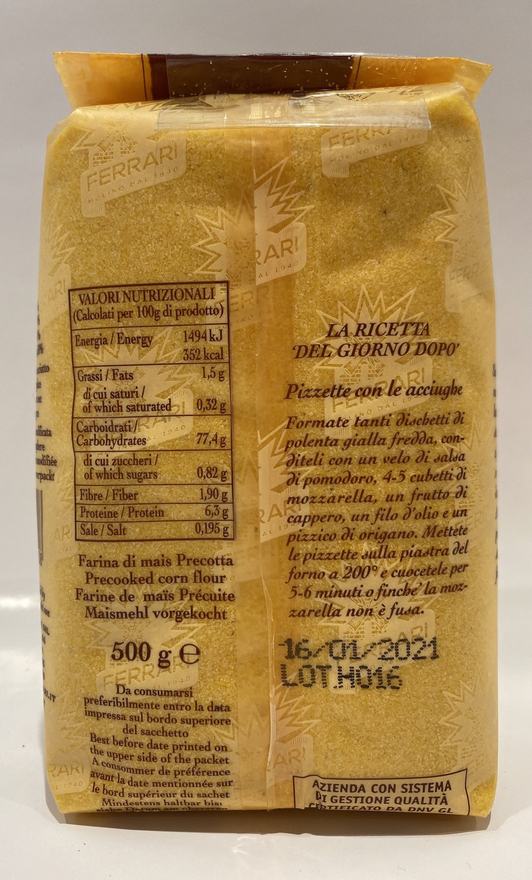 Ferrari - Veronina Oro - Polenta Instantanea 500 Grams (17.6 oz)