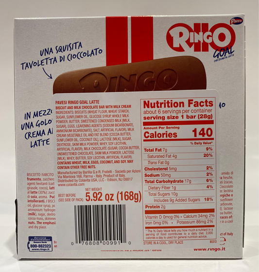 Pavesi - Ringo Goal Con Crema al Latte - 168 Grams (5.92 oz)