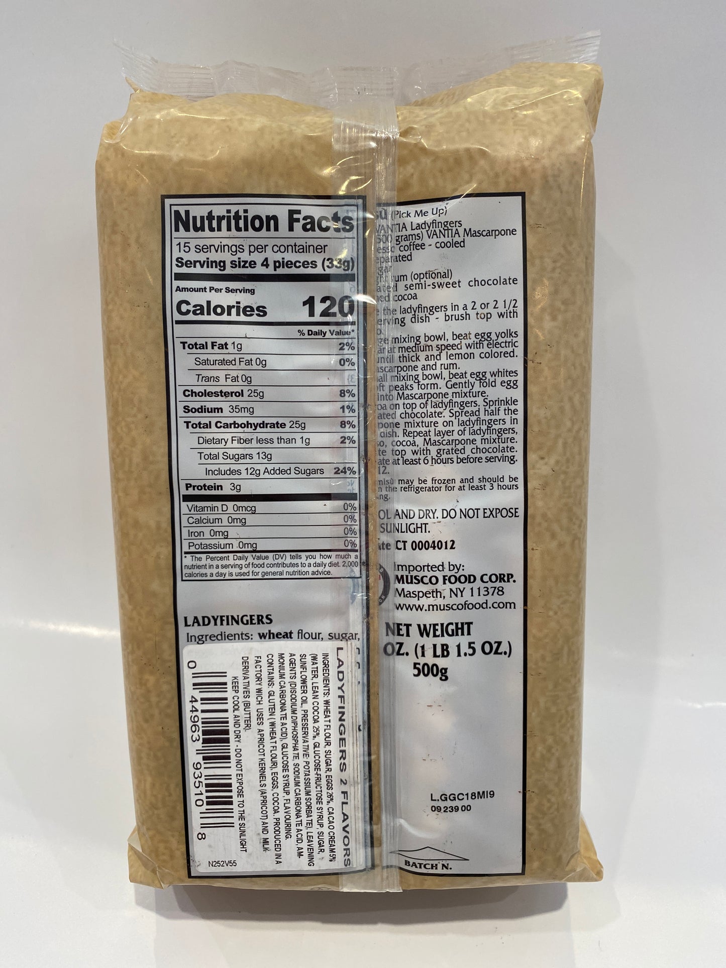 Vantia - Savoiardi 2 Flavors (Cacao and Plain) - 17.5 oz