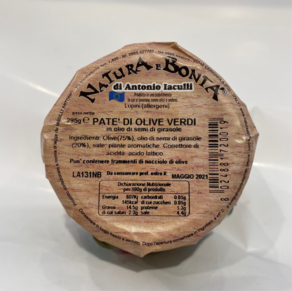 Natura E Bonta` - Pate` Di Olive Verdi - 10.40 oz