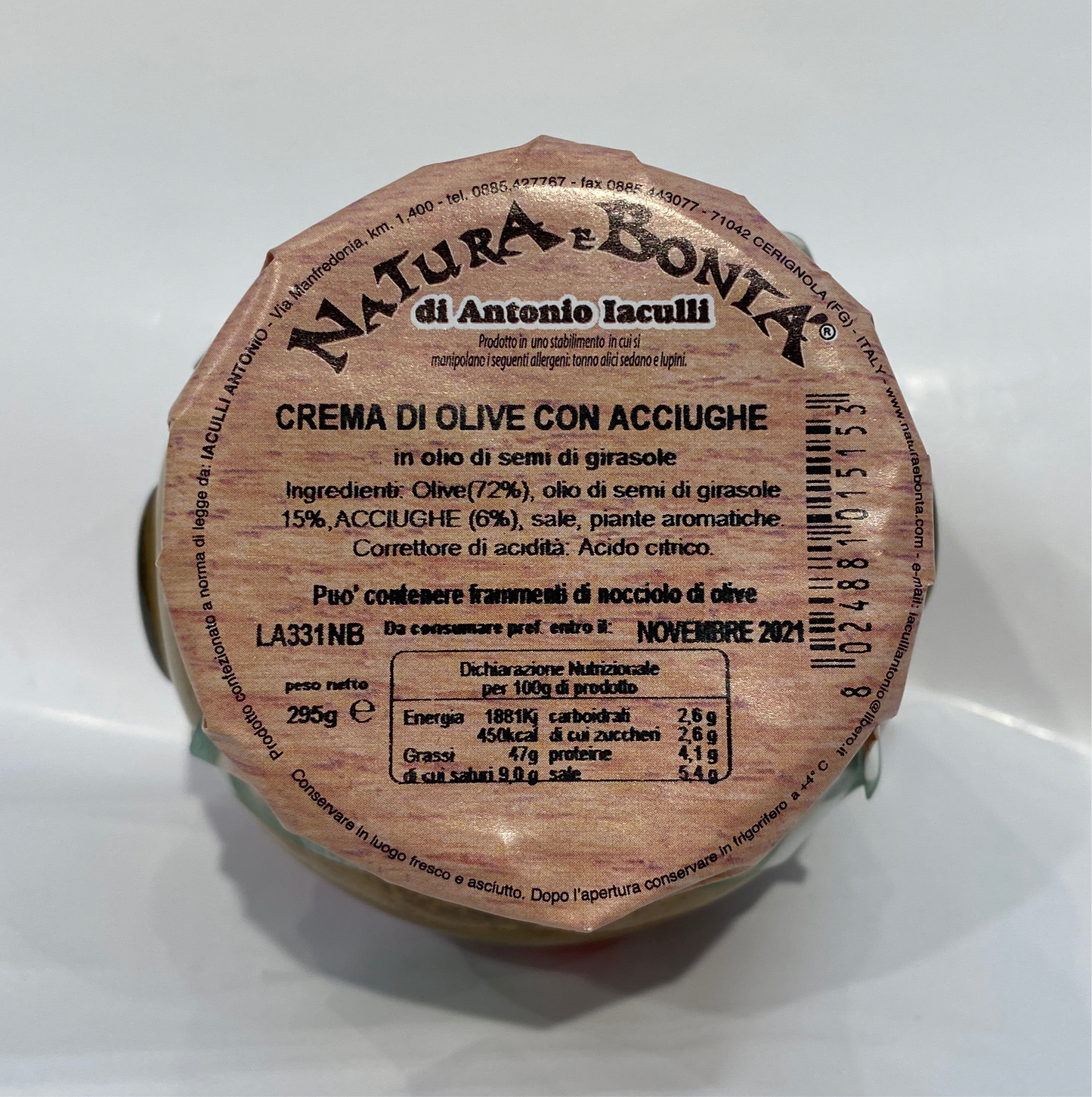 Natura E Bonta' - Creama Di Olive Con Acciughe - 10.40 oz