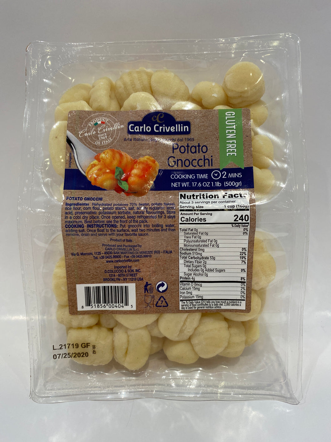 Carlo Crivellin - Potato Gnocchi - Gluten Free - 17.6 oz