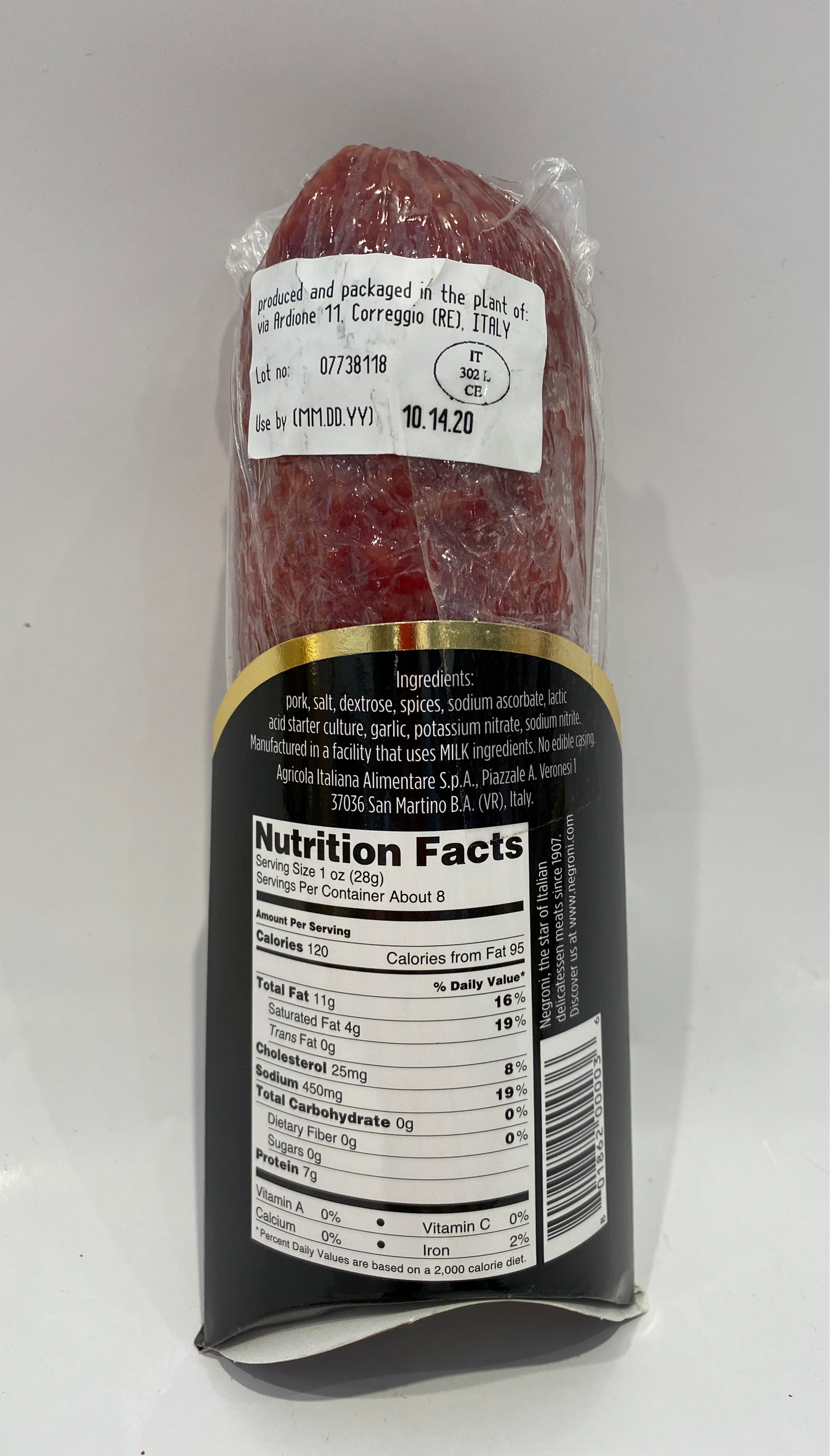 Negroni - Salame Milano  (Gluten Free)- 8 oz