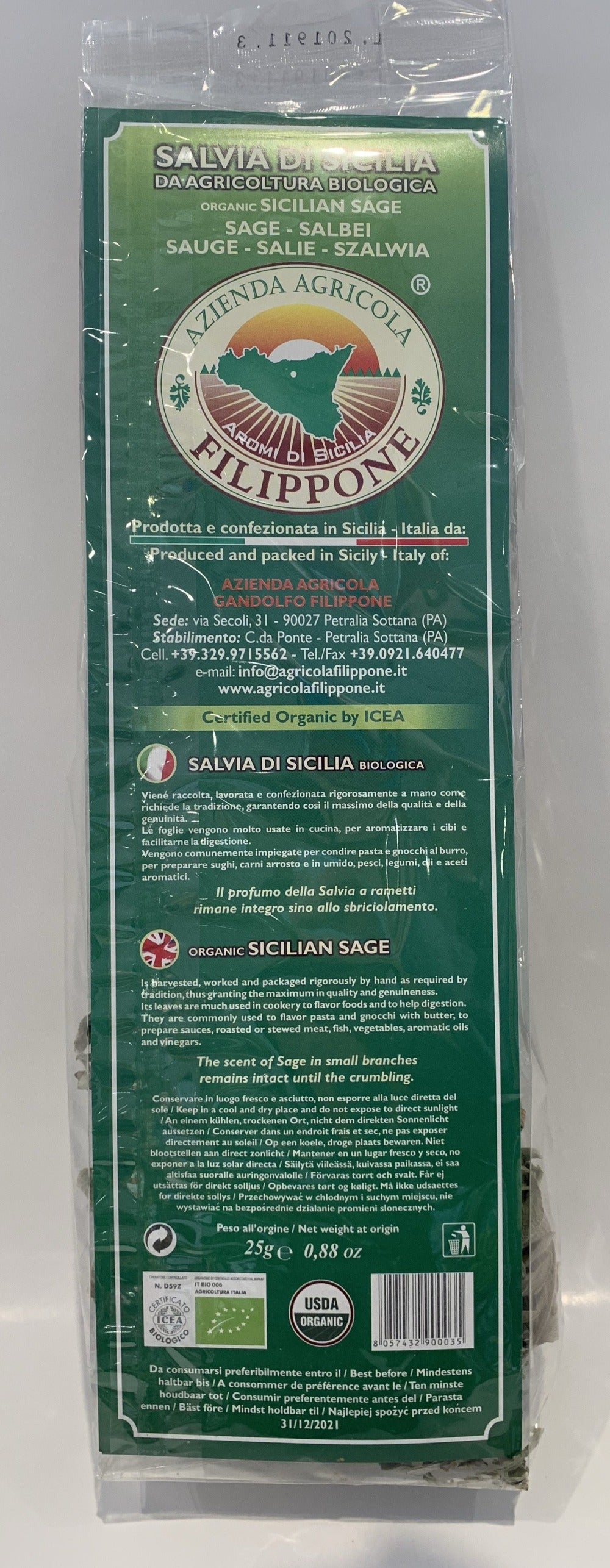 Filippone - Salvia Di Sicilia - Sicilian sage - 25g (.8 oz)