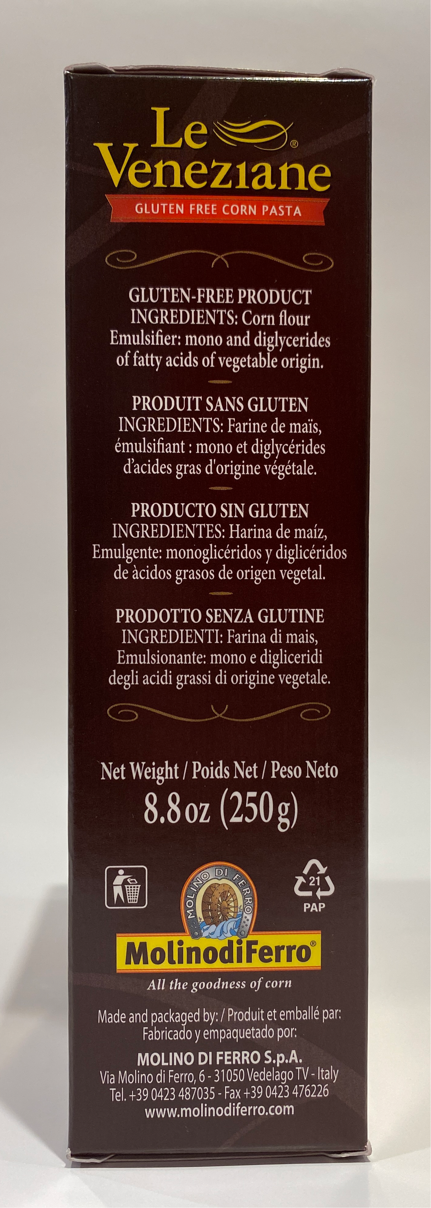 Le Veneziane - Gluten Free Corn Pasta - Ditalini - 8.8 oz