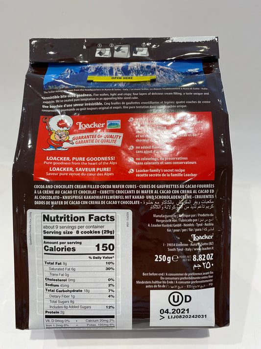 Loacker - Quadratini Double Chocolate Wafers - 250g (8.82oz)