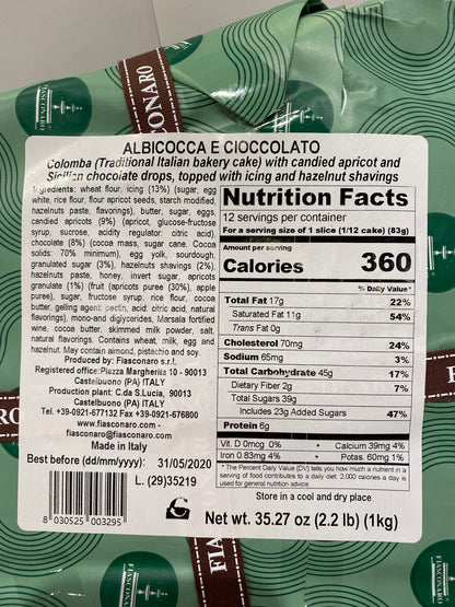Fiasconaro - Colomba Albicocca E Cioccolato - 2.2 lb