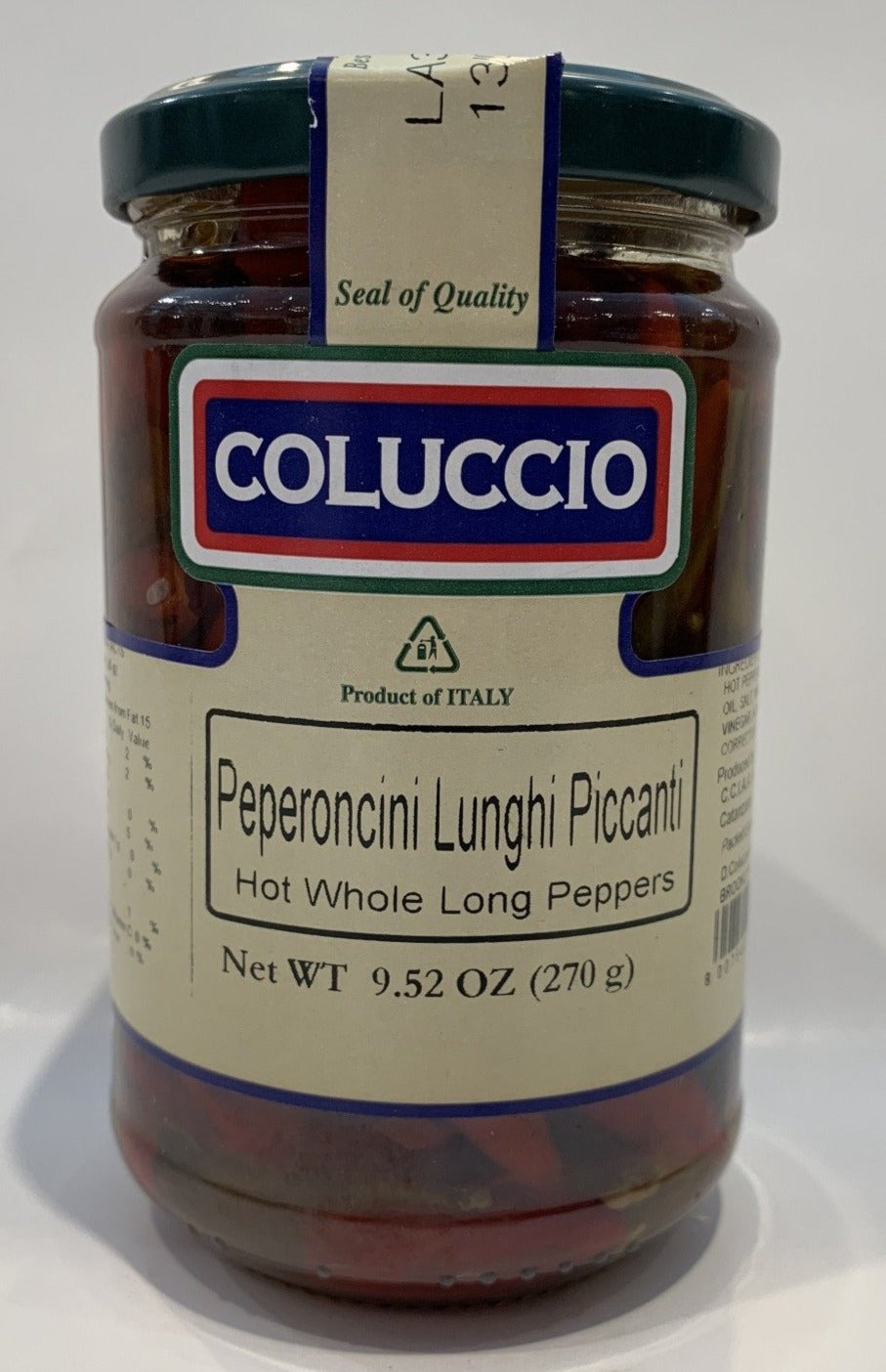 Coluccio - Hot Whole Long Peppers In Olive Oil - 270g (9.52 oz)