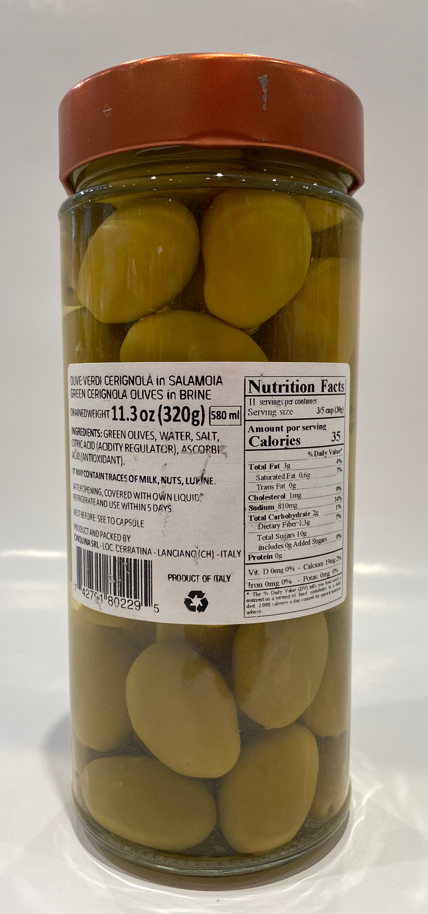 Cinquina - Cerignola Green Olives - 11.03 oz