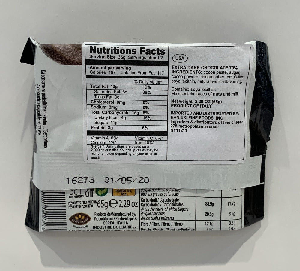 Duca - Bitter Chocolate - 70% Fondente - 65g (2.2 oz)
