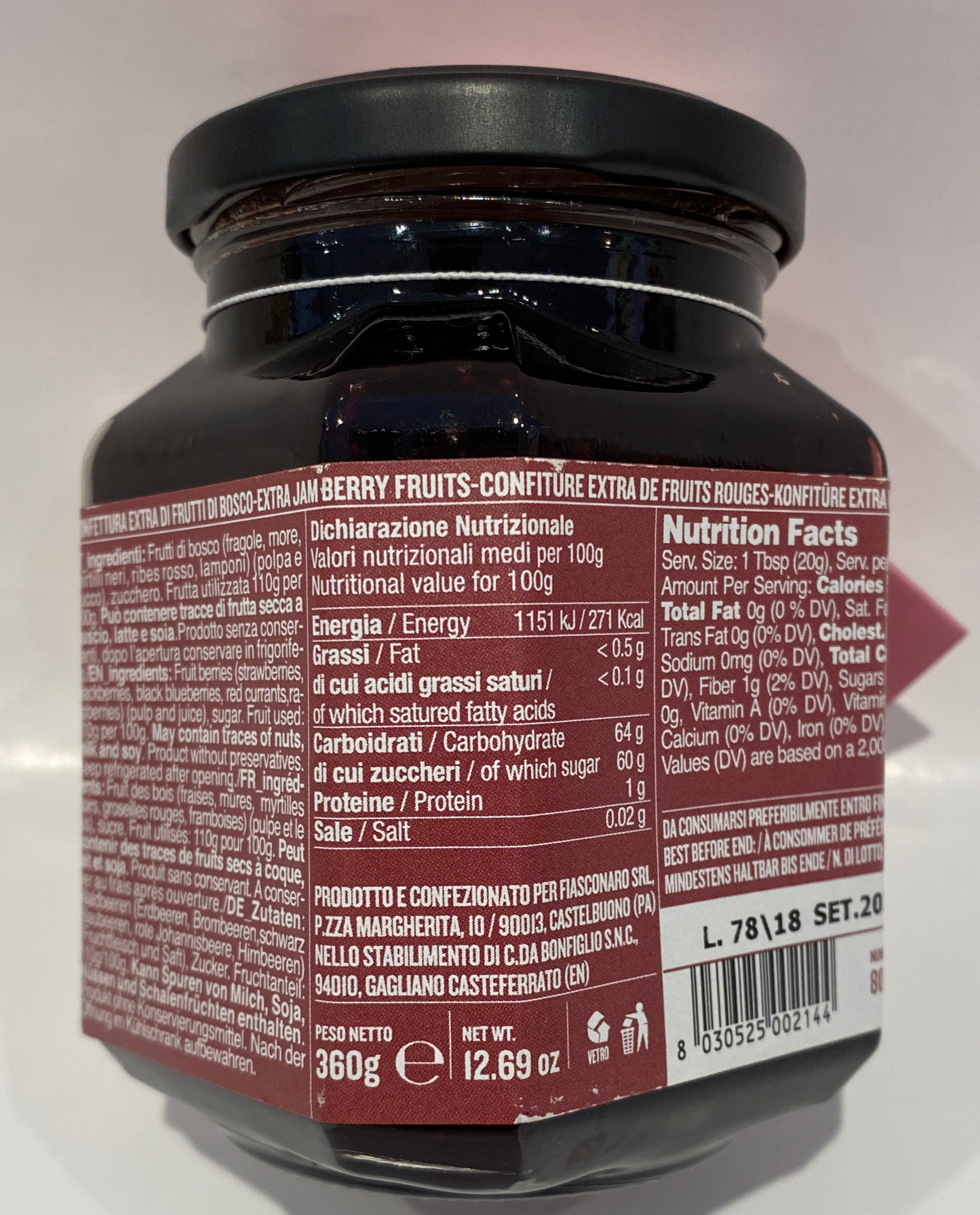 Fiasconaro - Berry Fruit Extra Jam - 360g (12.69oz)