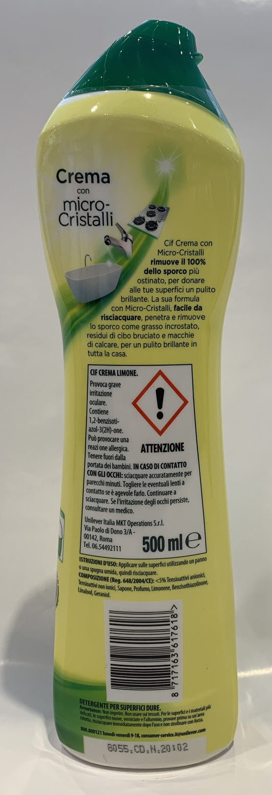 Cif - Crema Con Micro Cristalli - Limone - 500ml