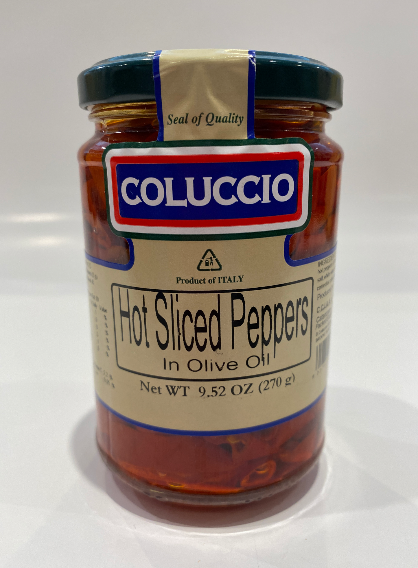 Coluccio - Hot Sliced Peppers In Olive Oil - 9.52 oz