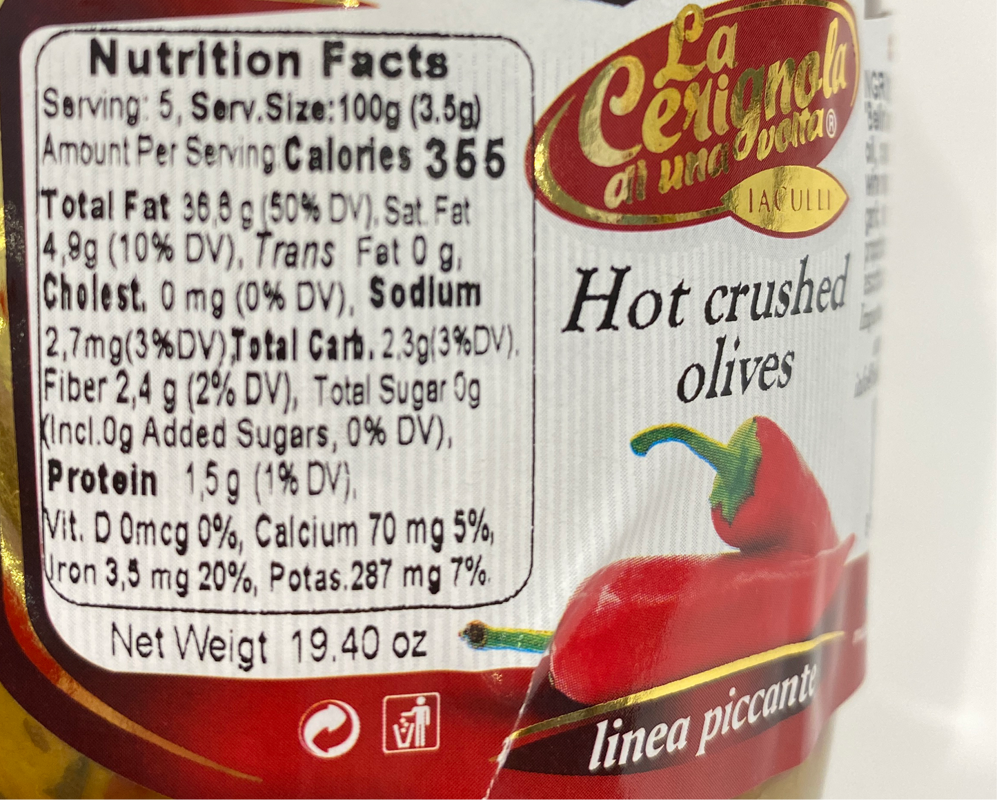 La Cerignola - Hot Crushed Olives (Piccante) - 19.40 oz