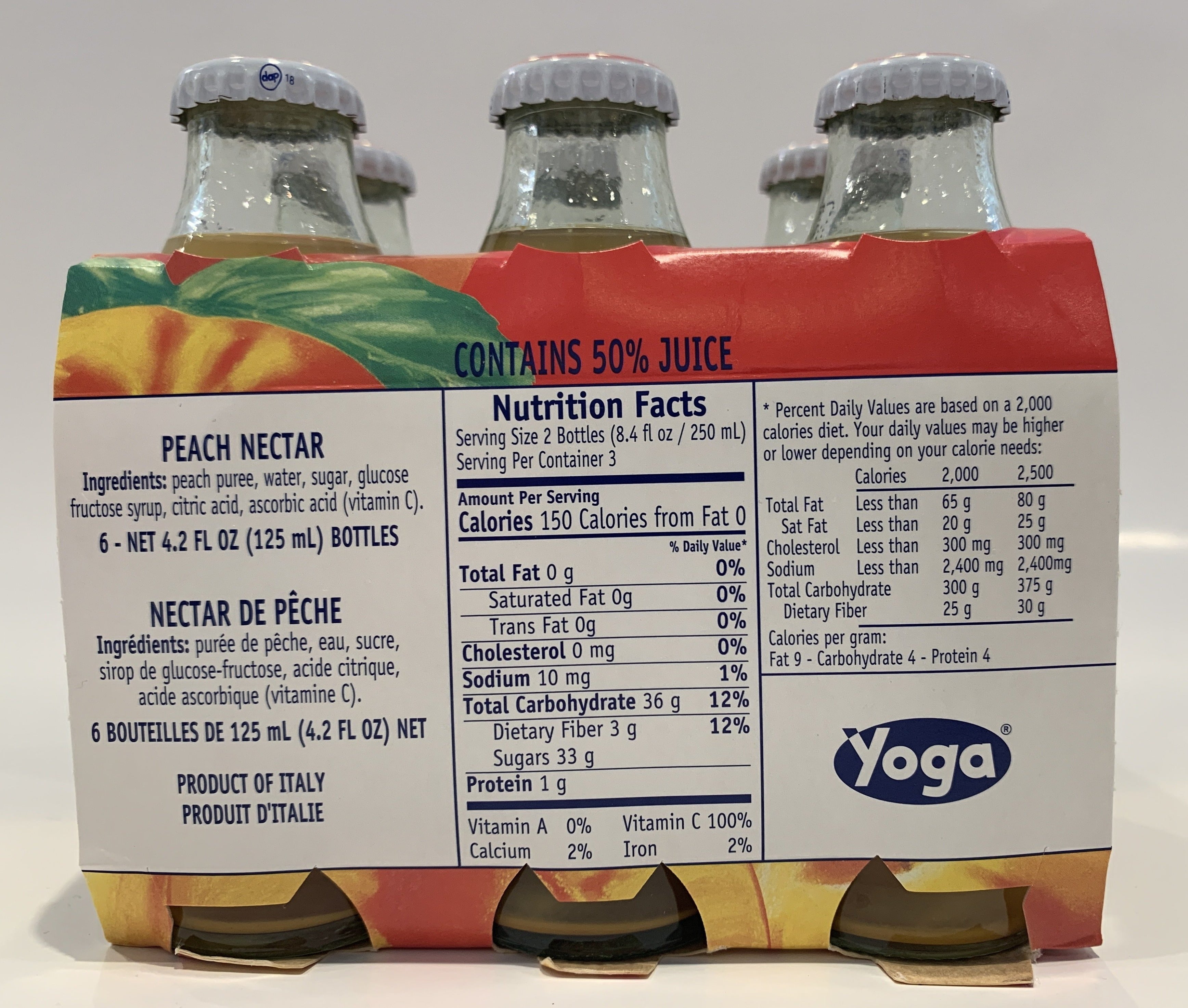 Yoga - Peach Juice Bottles 750ml (25.2 fl oz) – Cerini Coffee & Gifts