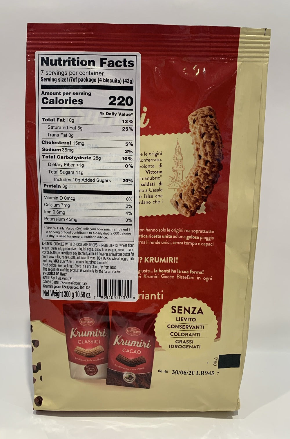 Bistefani - Krumiri Gocce Cioccolato Fondente - 300g (10.5 oz)