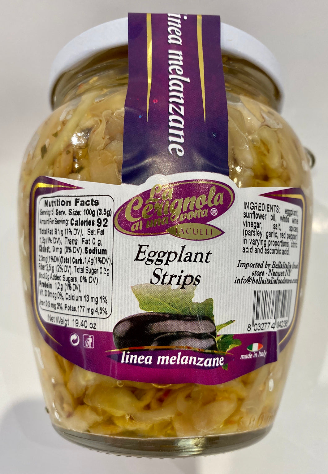 La Cerignola -  Eggplant Strips - 550G (19.40 oz)
