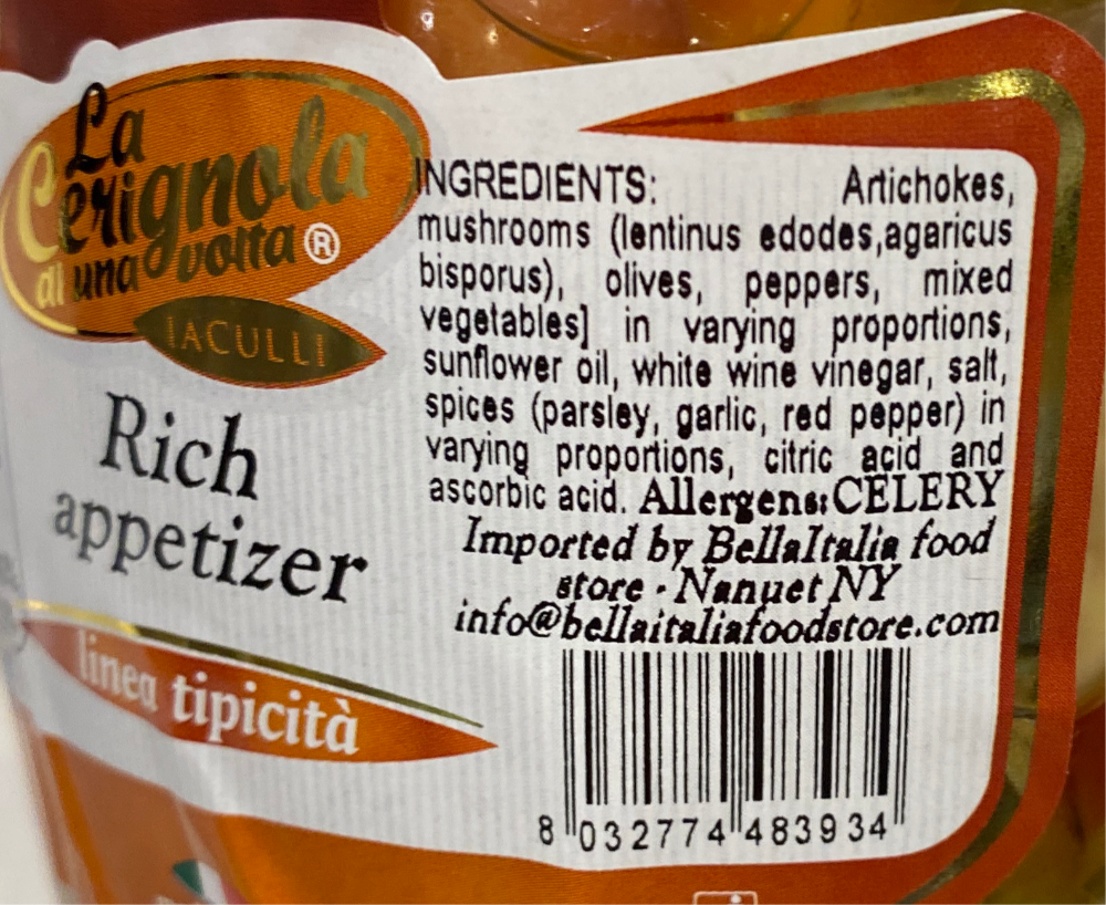La Cerignola - Rich Appetizer Mixed Vegetables -19.40 oz