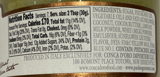 Paolo's - Pistacchio Cream Spread - 7.4 oz