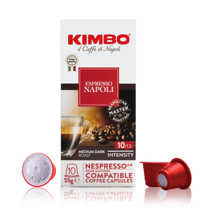 Kimbo Napoli (#10) - Espresso Capsules - 10 Capsules - Compatible with Nespresso® Machines