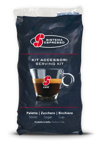 Essse Caffe - 50 Sugar, 50 Paper Cups, & 50 Stirrers Kit (2 oz Paper Cup)