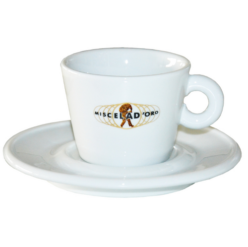 Miscela D'Oro -  Large Cappuccino Ceramic Cup & Saucer - 9oz